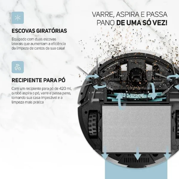 Robô Aspirador 3 Em 1 Wap Robot W310 Com Base Carregadora Bivolt - Imagem 3