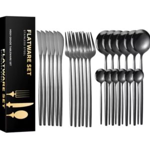 2 Kit 24 Talheres de Aço Inox Garfo Colher Faca Colher De Mesa para Uso em Casa