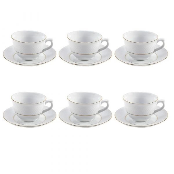Jogo De Xícaras Com Pires Royal Havan Casa 12 Peças - 220ml