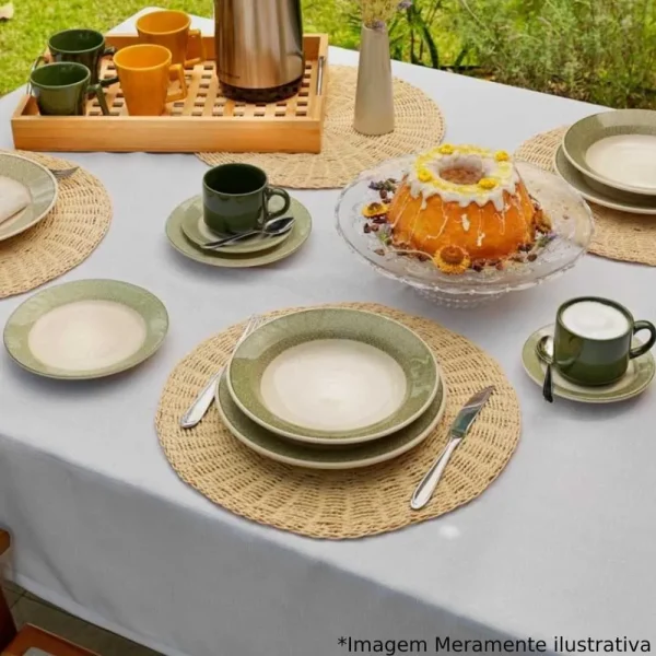 Aparelho De Jantar Biona Donna Poppis 20 Peças - Branco e Verde - Imagem 2