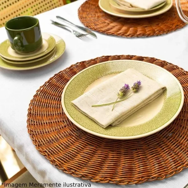 Aparelho De Jantar Biona Donna Poppis 20 Peças - Branco e Verde - Imagem 3
