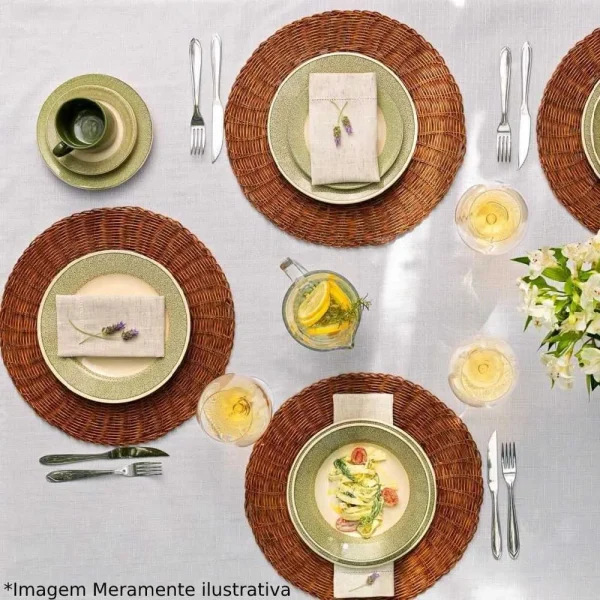 Aparelho De Jantar Biona Donna Poppis 20 Peças - Branco e Verde - Imagem 4